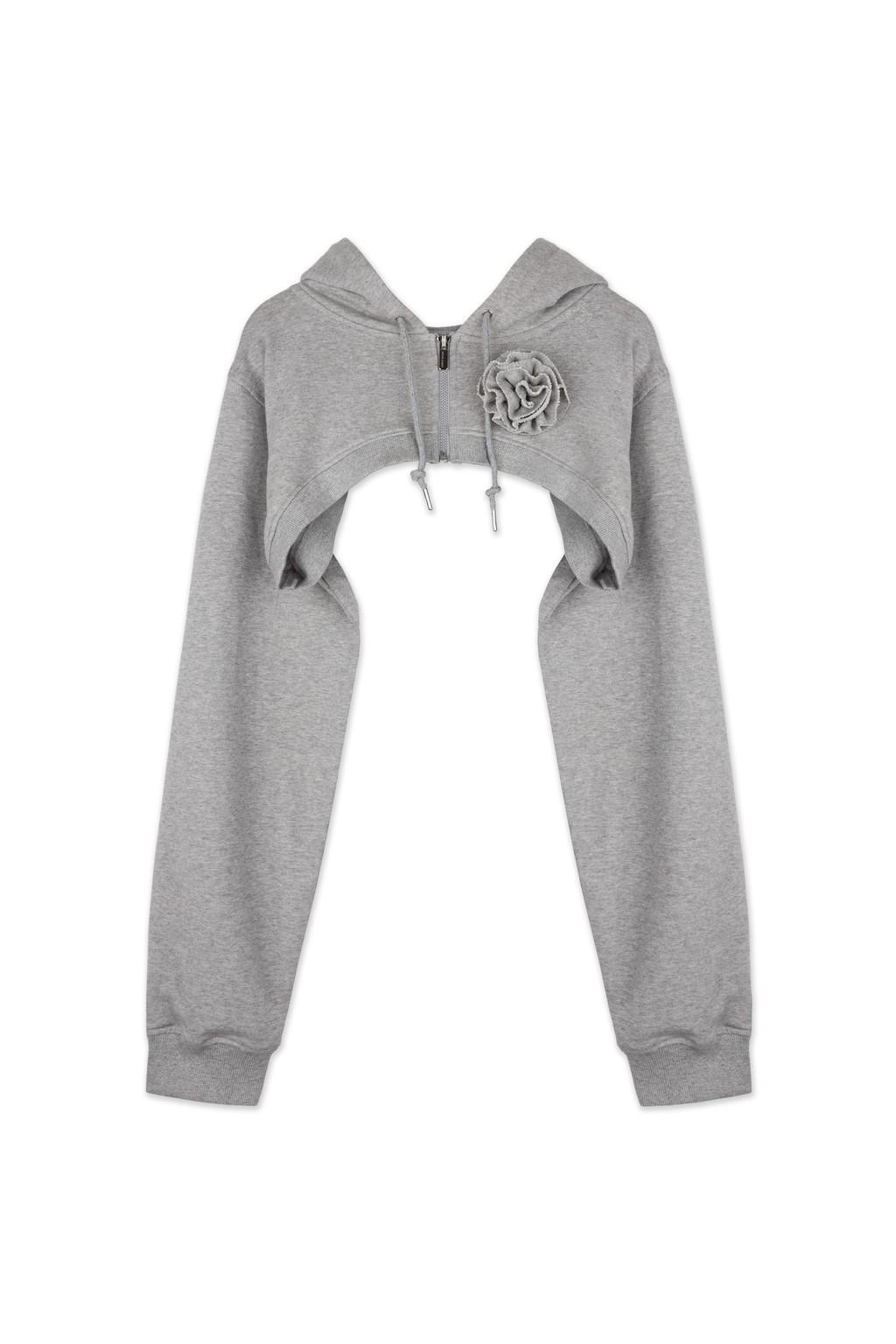 코사지 크롭 집업 후디 (그레이)