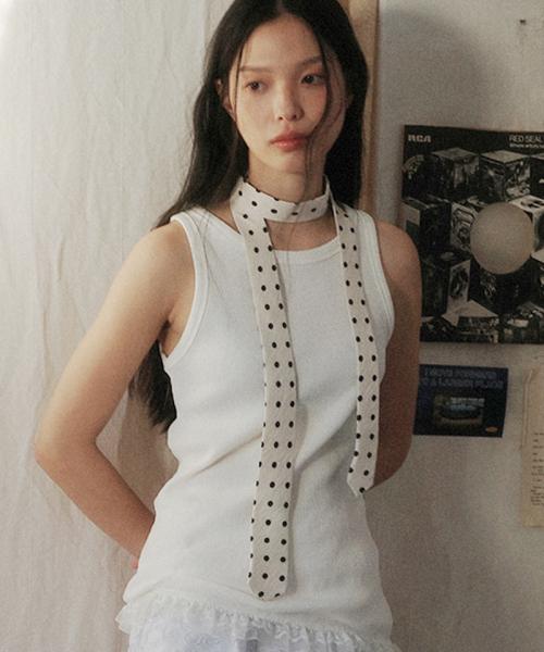 도트패턴의 슬림 넥타이_아이보리