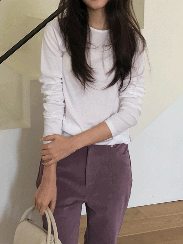 라인 베이직 롱 슬리브티