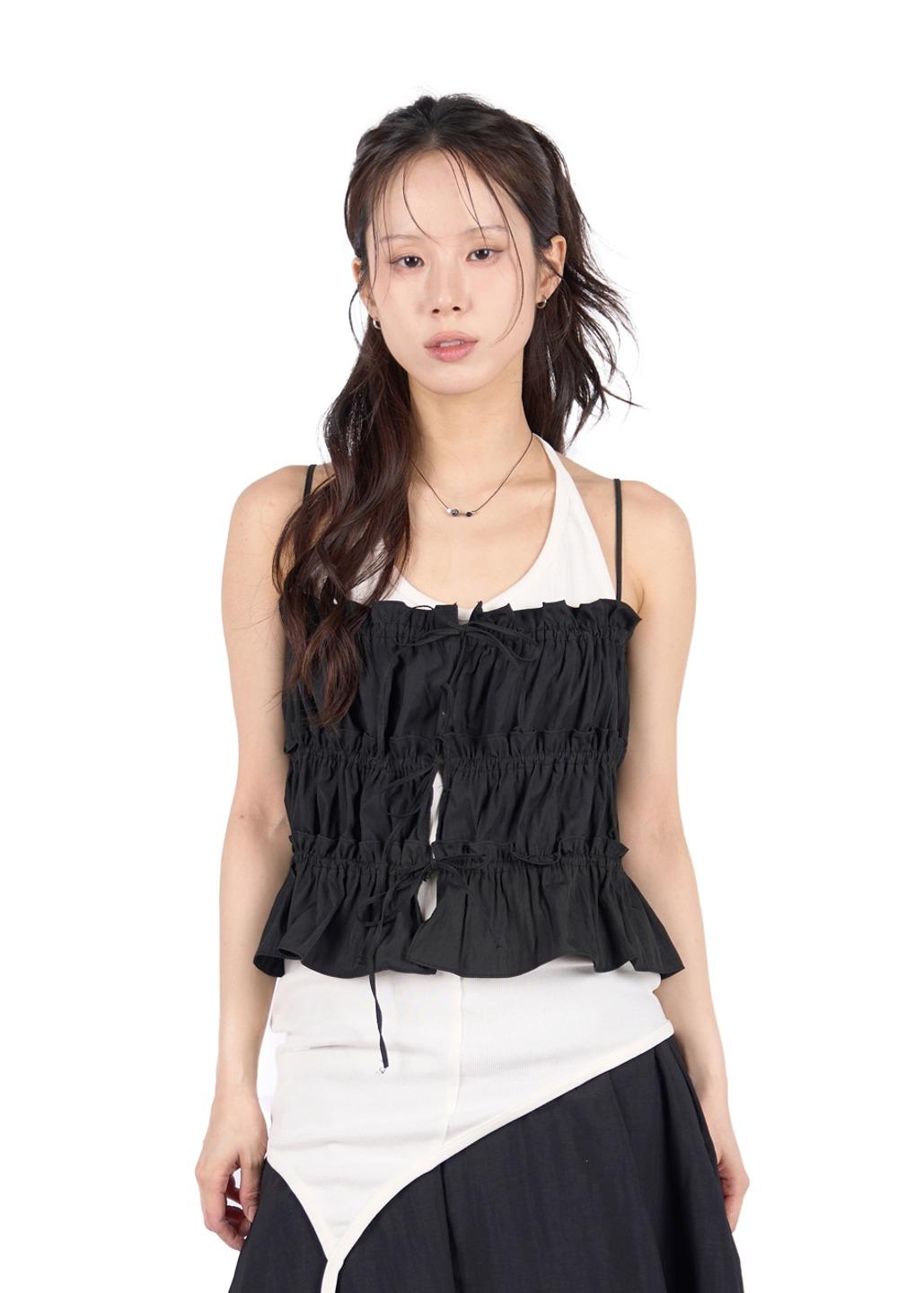 릿킴 RIBBON SHIRRING SLEEVELESS