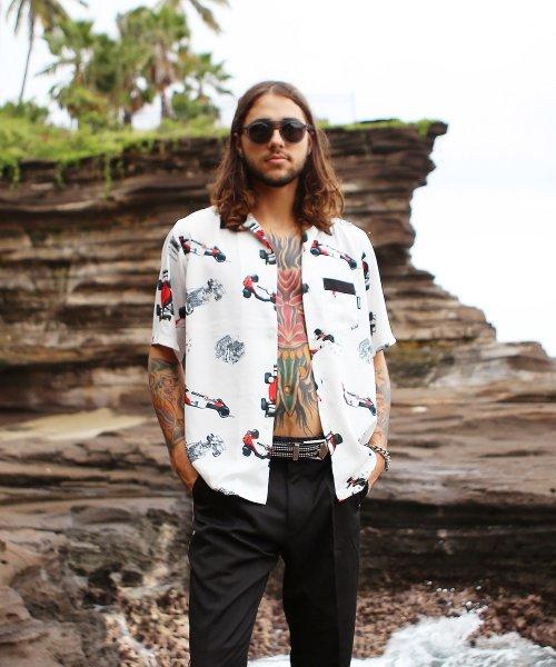 FORMULA-1 HAWAIIAN SHIRT_WHITE