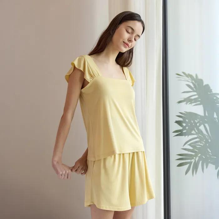 프릴 슬리브 세트 - 레몬