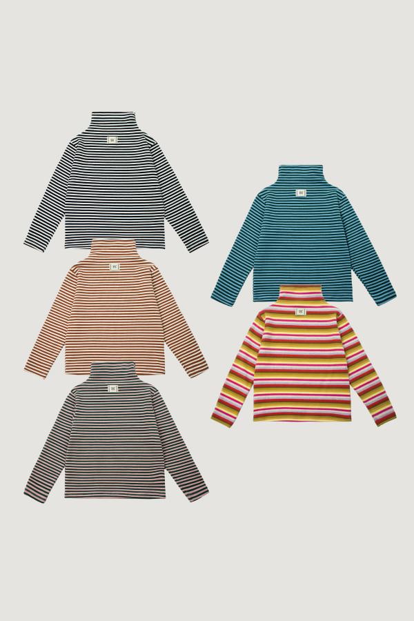 스트라이프 하프 터틀넥