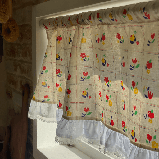 애플망고 체크 빈티지 바란스 커튼(맞춤가능)