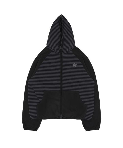 TCM stripe raglan fleece jacket (charcoal)