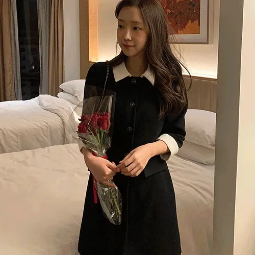 [하객룩 추천] 카라 배색 원피스
