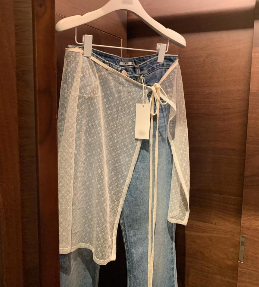 플루디 (당일) 시스루 자수 레이어드 스커트