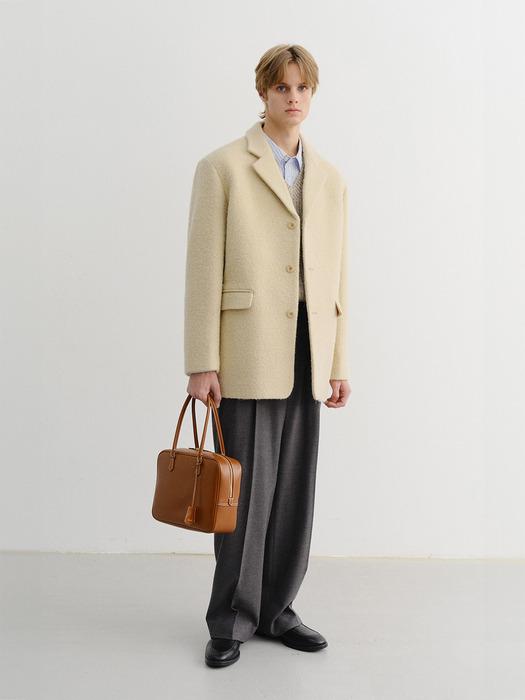 UNISEX 3 BUTTON BOUCLE WOOL JACKET BUTTER_M_UDJA5D124Y1