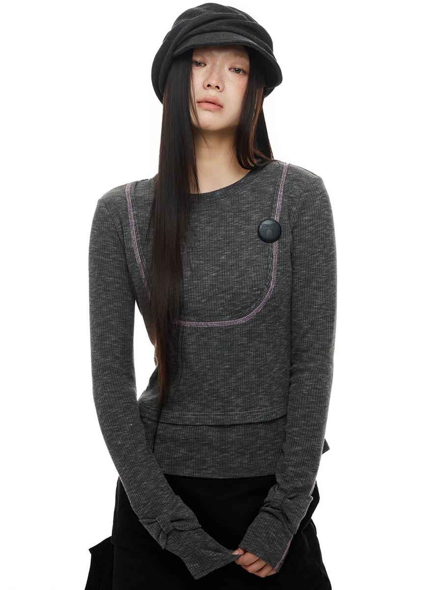 JIKOO Perfume Straight Shoulder Slim Top