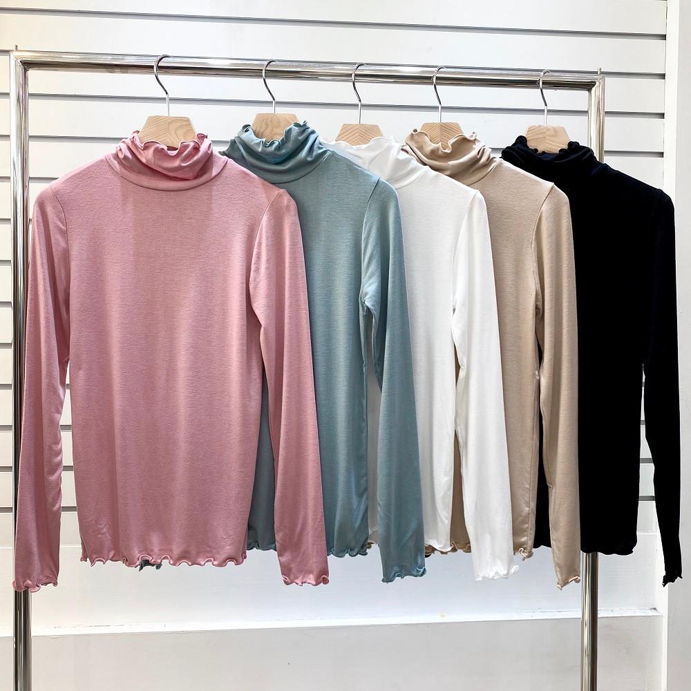 여성 목티 물결 이너 레이어드 텐셀목폴라 반폴라티 반목 폴라티