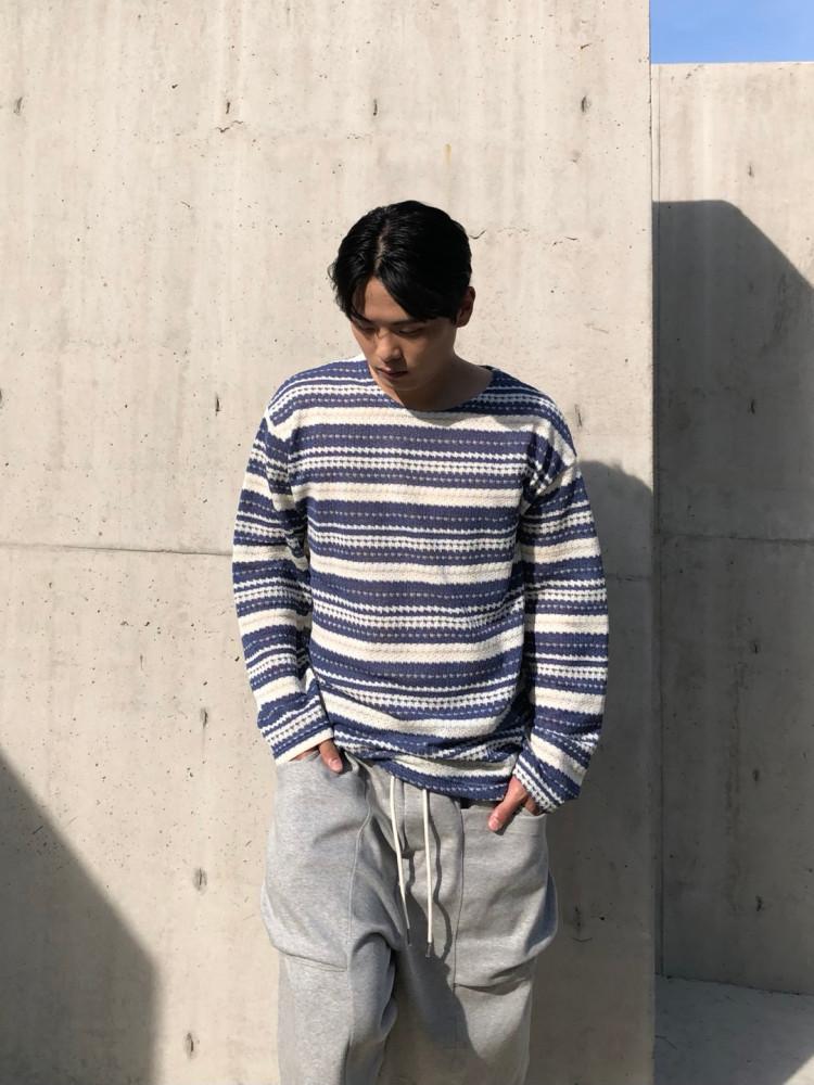 시크 스트라이프 시스루 쭉티 니트티셔츠 3C