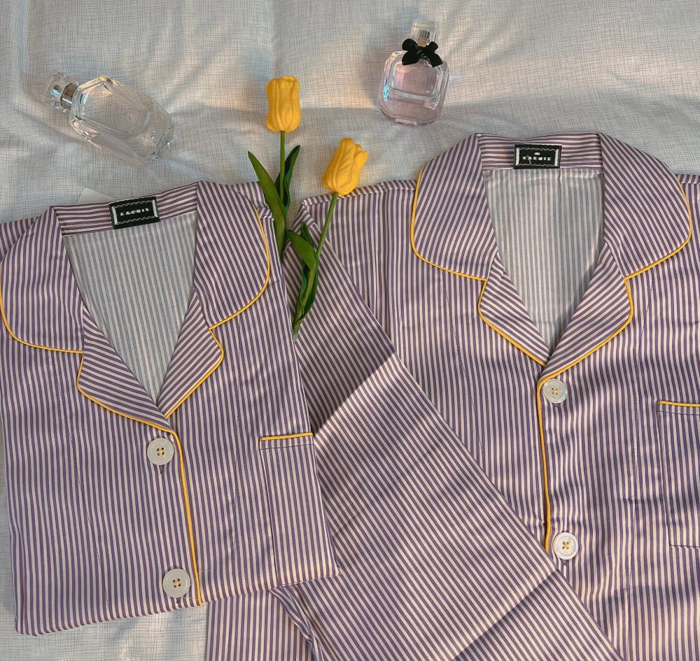 잠이솔솔 라벤더 커플잠옷 주자면100% 잠옷브랜드 아토피잠옷 스트라이프 퍼플