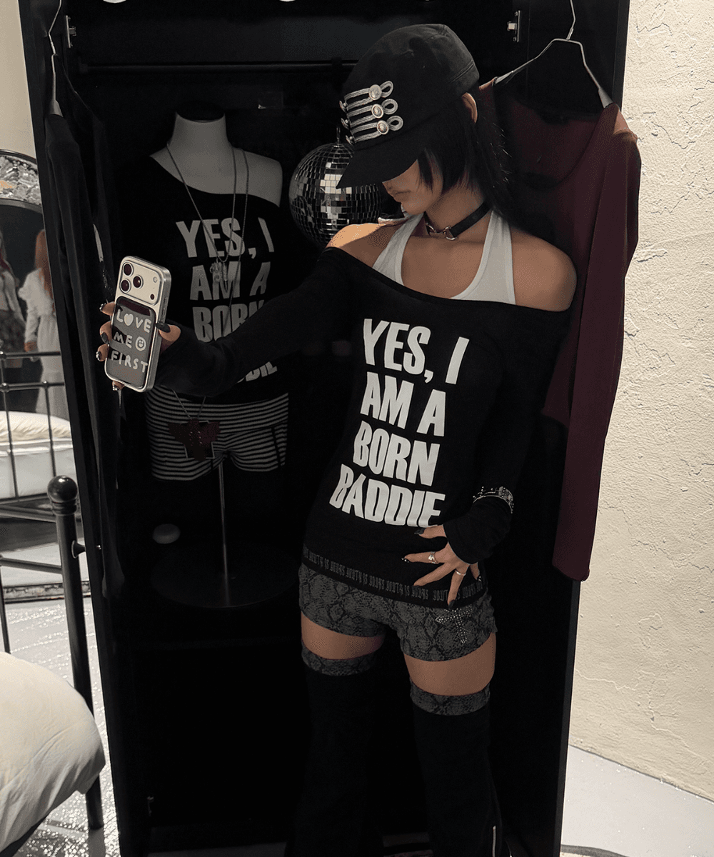YOUTHISYOURS X BOBAE Y12 BADDIE LETTERING LONGSLEEVE(BLACK)