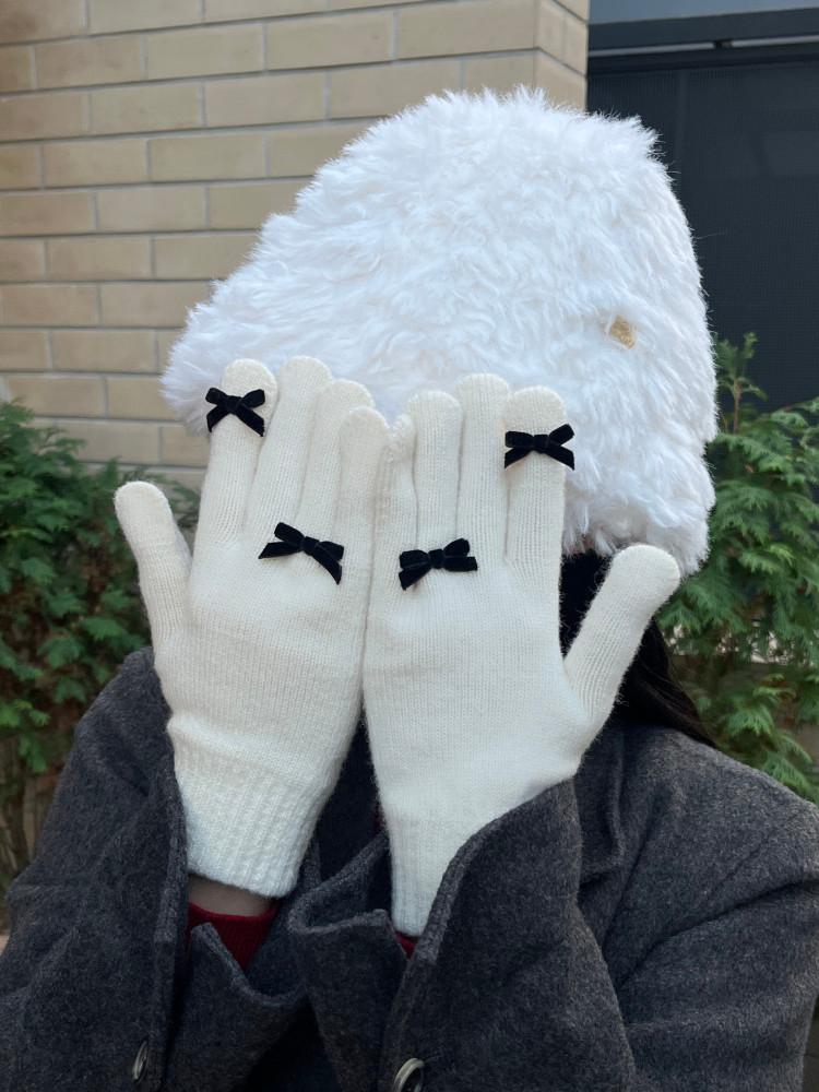 [가넷] 리본 울장갑 (2colors)