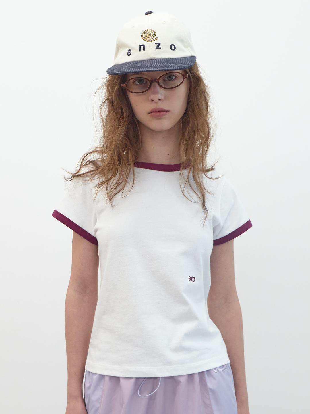 더블 로고 링거 티셔츠 (White)