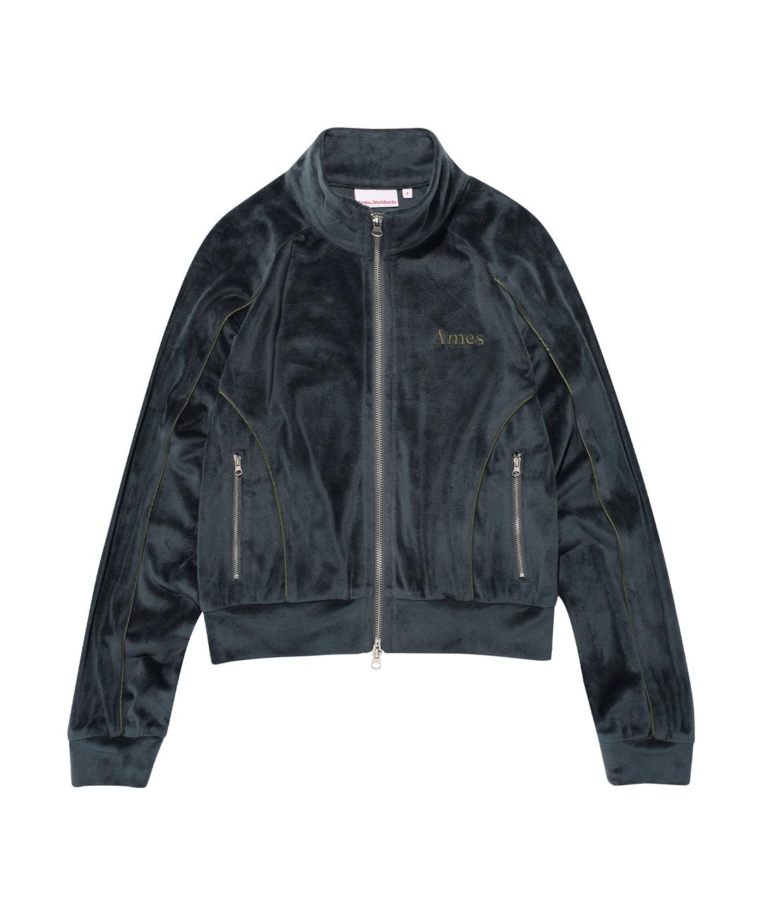 AMES VELOUR TRACK ZIP-UP CHARCOAL