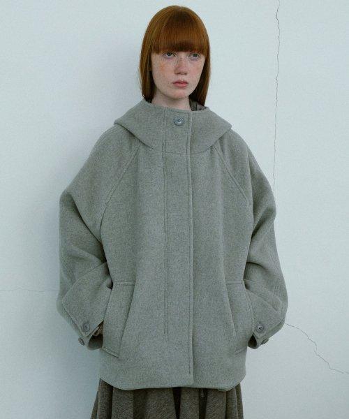 Hooded Half Coat [Gray]