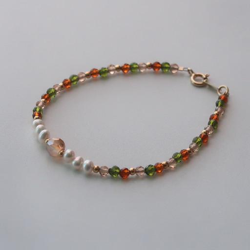 [925실버]올리브 열매 샴페인 비즈 진주팔찌