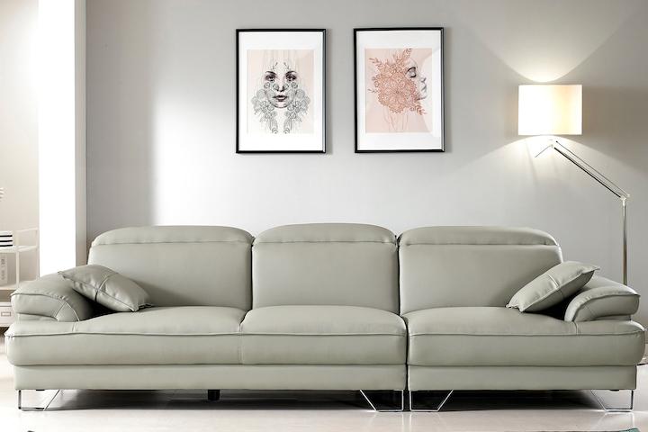 엘라스틴 구스다운 헤드레스트 4인용 가죽소파 2color