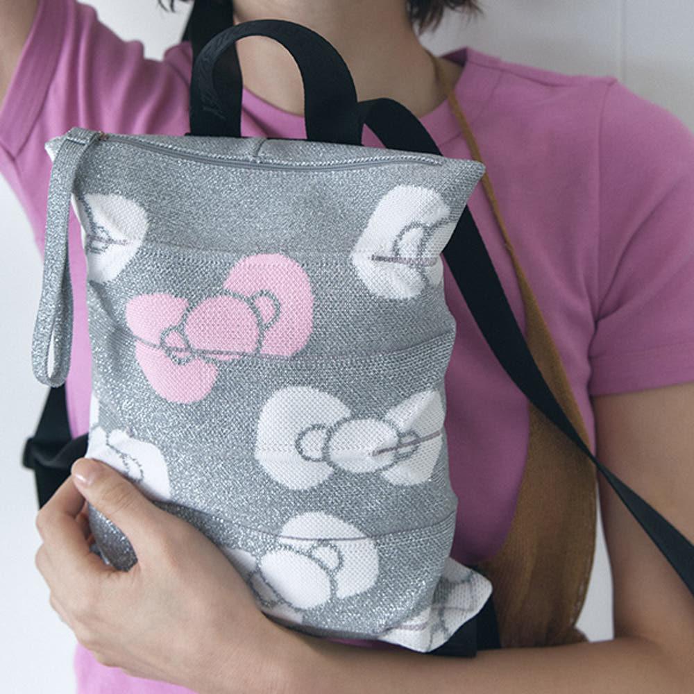 [1/22 예약배송] 럭키 플리츠 니트 백팩 엑스스몰 레오파드 헬로키티 플래티넘