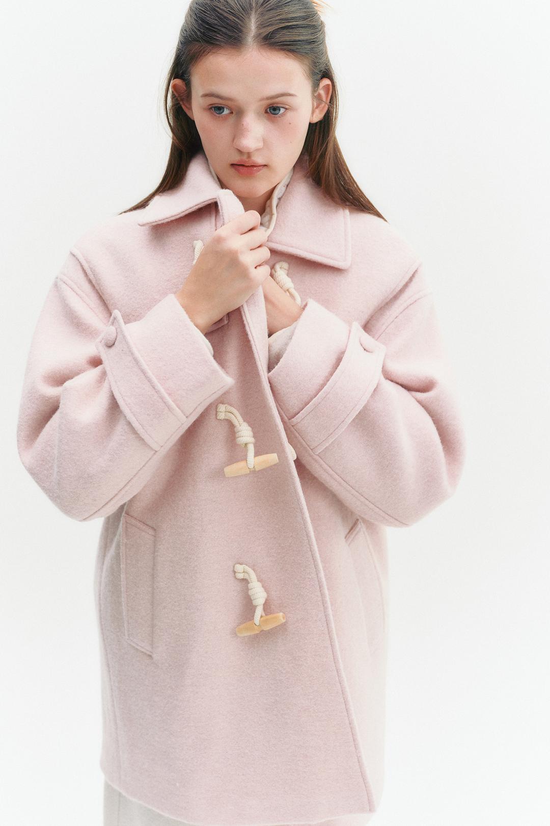 Alpaca Duffle Half Coat Pink