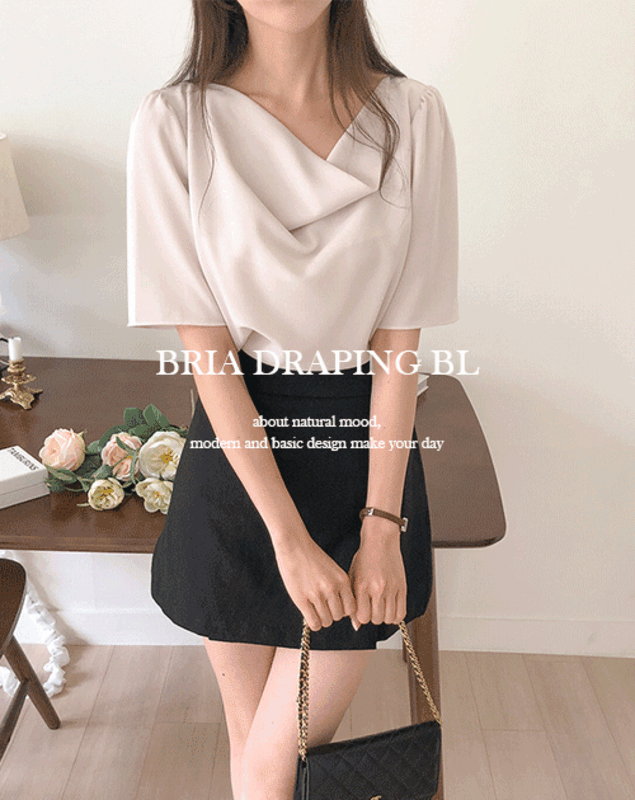 뉴트럴무드 [하객룩/출근룩♥]  마르셀 드레이프 썸머 블라우스