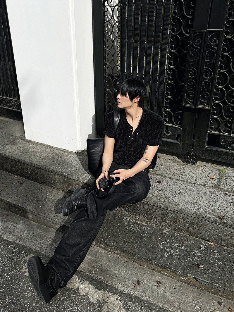 normal black wide denim pants 팬츠