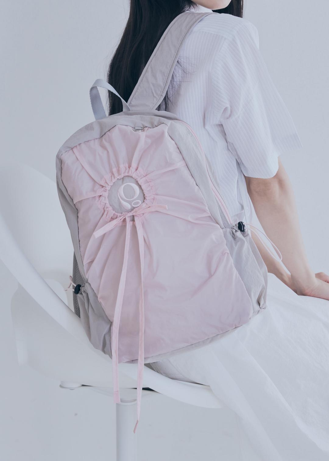 hole string PO backpack (pink gray)