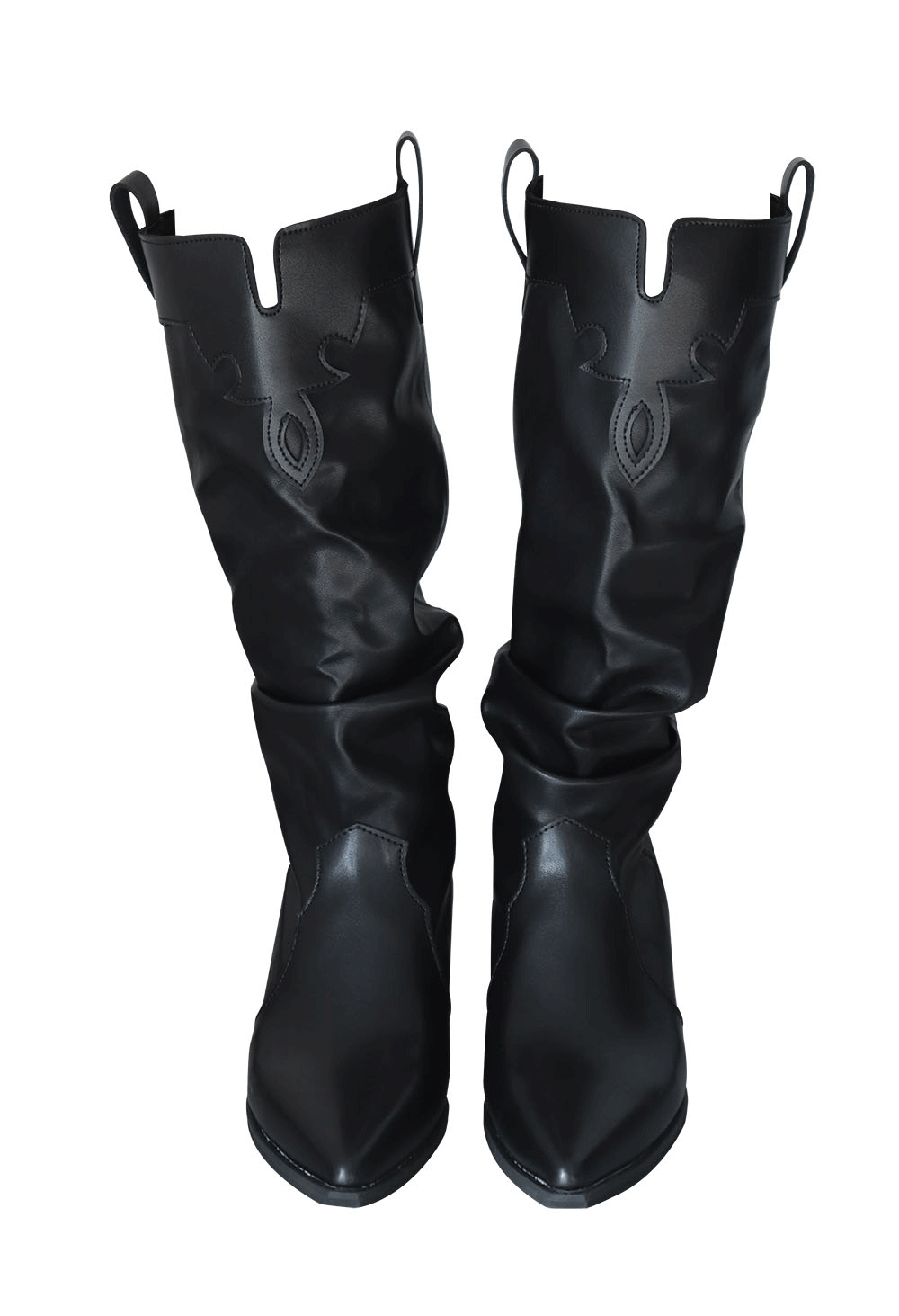어반유니크 shirring leather western long boots