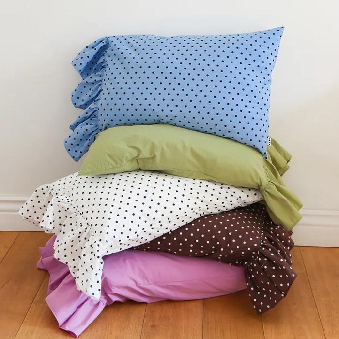 도트 무지 프릴 자루형 베개커버 (40x60/50x70)