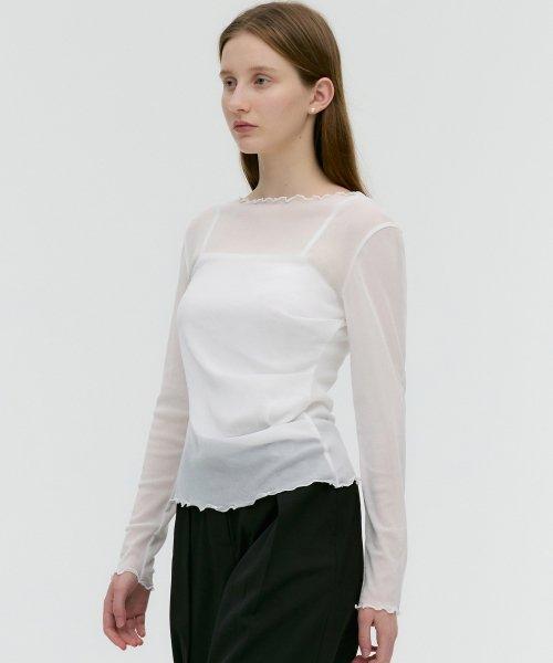 사이드 셔링 메쉬 롱슬리브 아이보리 MDTS061IVORY