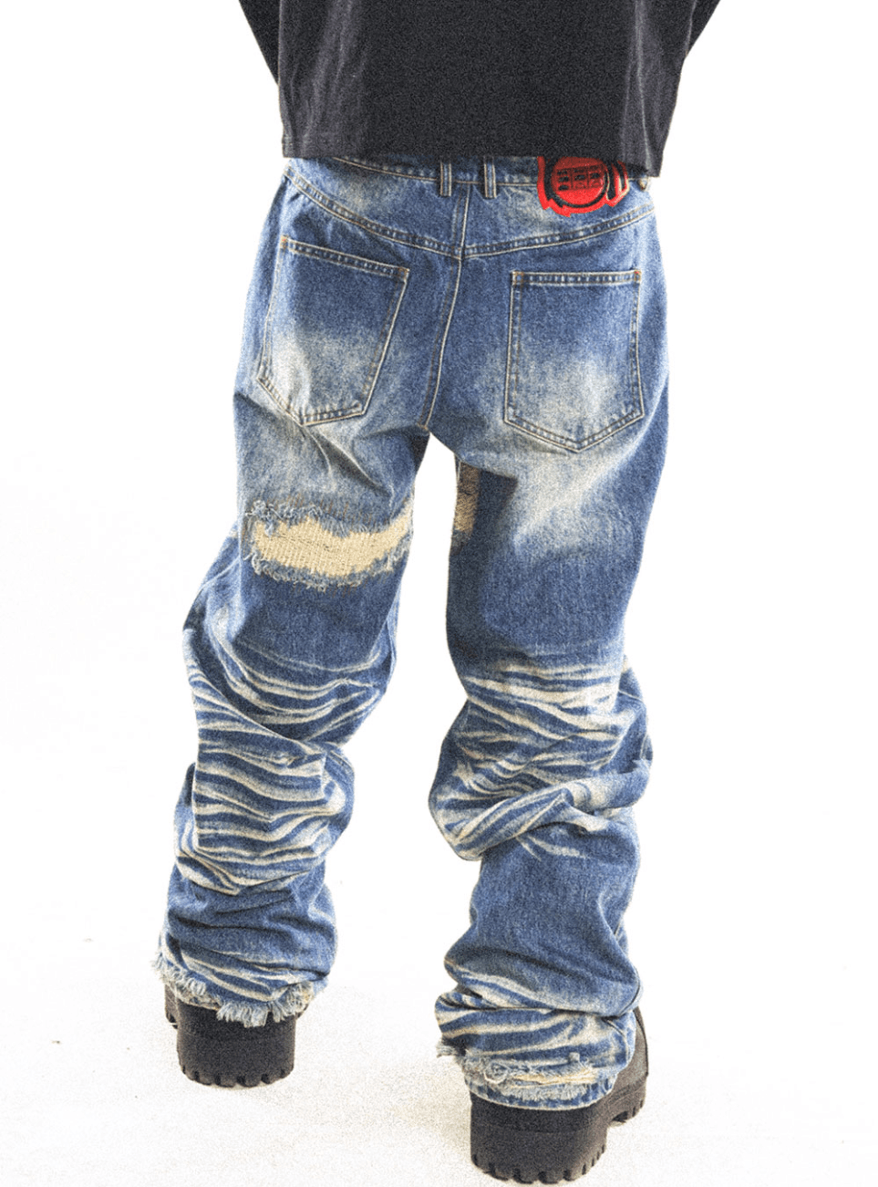 [PCCVISION] washed distressed ice blue jeans