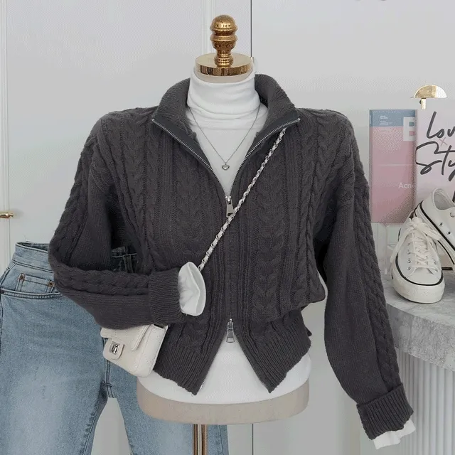 [투웨이집업/꽈배기니트,폭닥폭닥] 리드꽈배기투웨이니트집업