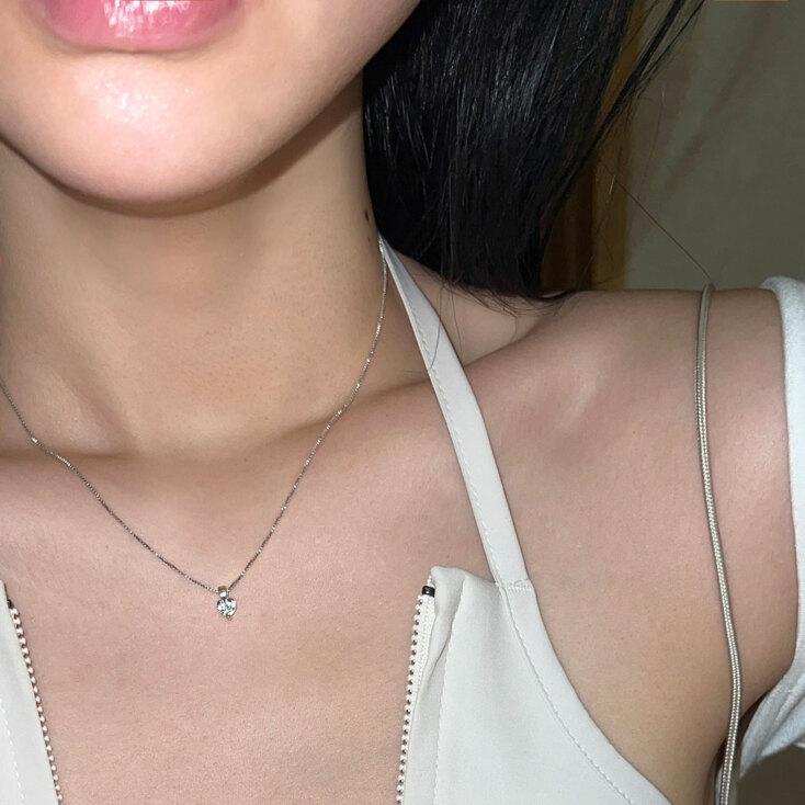 CLASSIC HEART SOLITAIRE NECKLACE(SILVER)