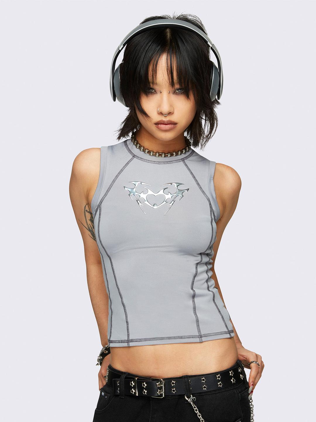 Heartbeat Vest Top - M / Grey