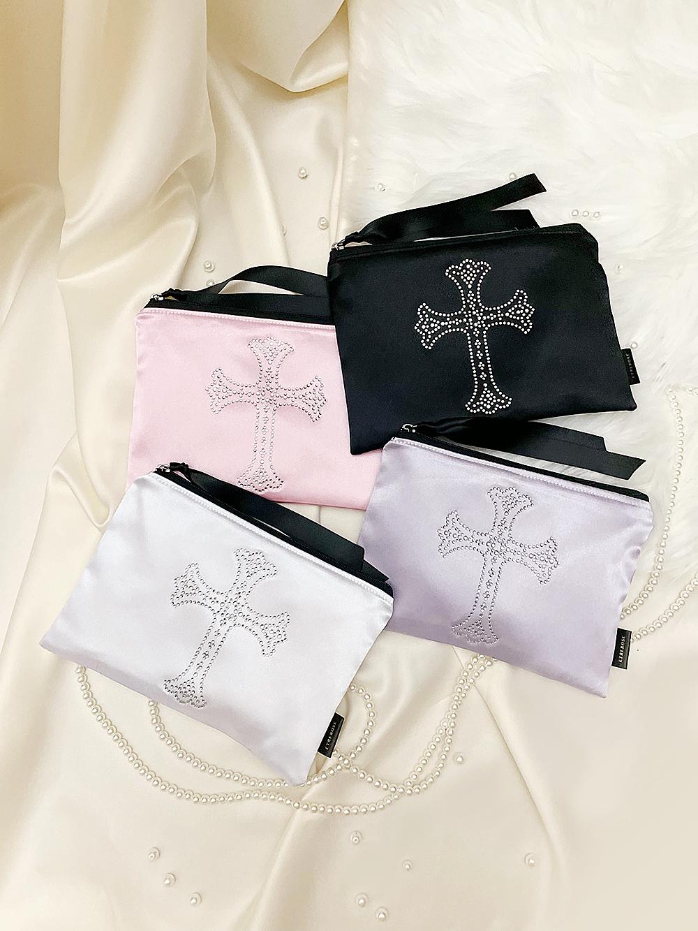 [PRE*12/5이후] Sparkling Cubic Satin Zip-pouch (M/4color)
