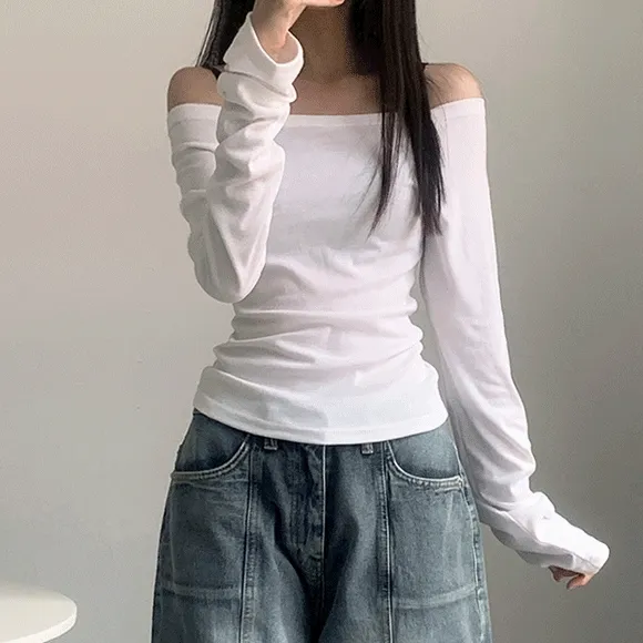 [말라핏/촉촉해] 츄아 오프숄더 긴팔 티셔츠