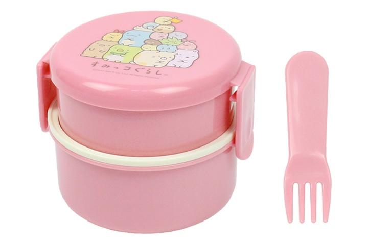 스밋코구라시 원형 2단 도시락 핑크 귀여운 도시락통