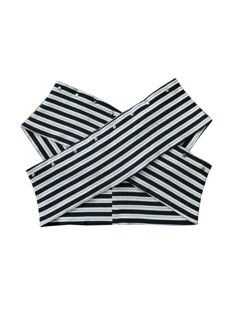 One-shoulder striped hot bustier top【s0000012839】