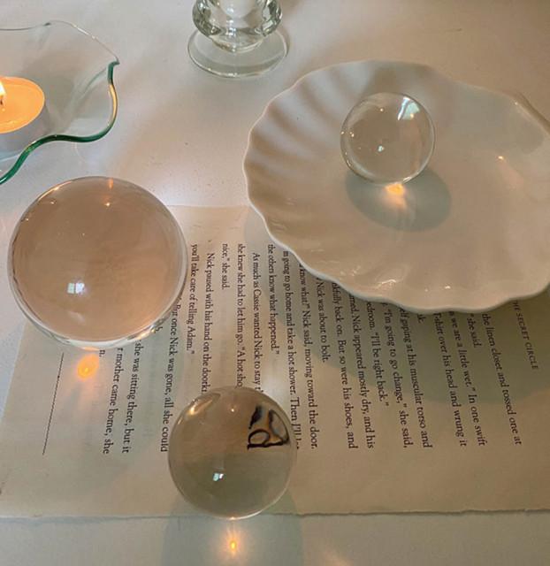 투명 원형 유리 수정 구슬 볼 문진 친구 집들이 마니또 선물 촬영 소품 크리스마스 오브제