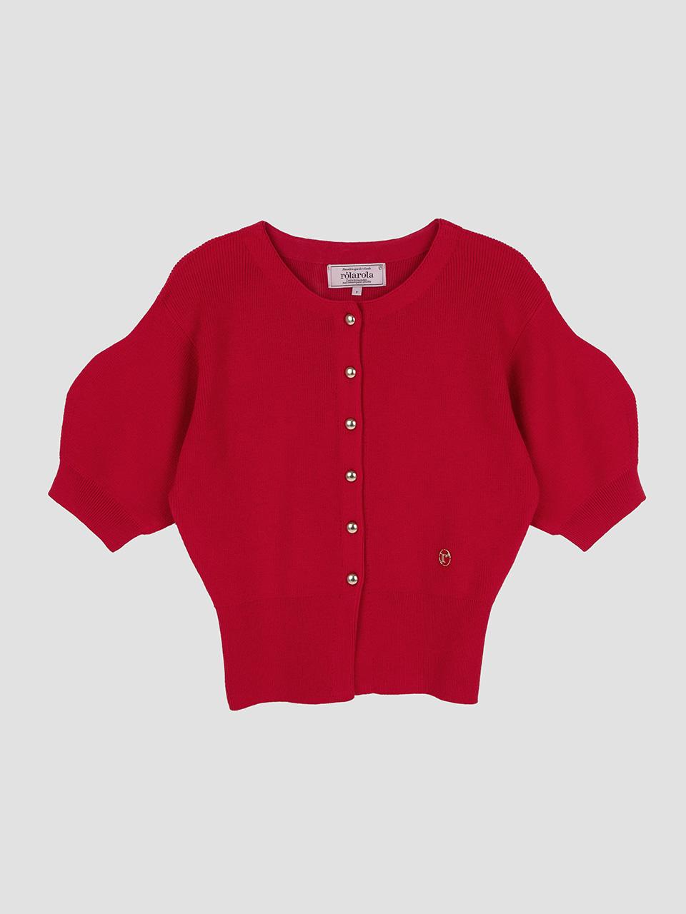 VOLUME SLEEVE HALF CARDIGAN RED