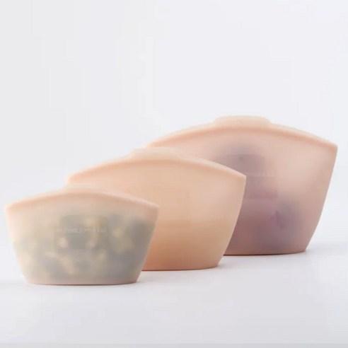 만개잡화점 프리미엄 실리콘 지퍼백 400ml + 600ml + 1000ml 3종 세트, 인디핑크, 1세트 - 전자레인지용기 | 쿠팡