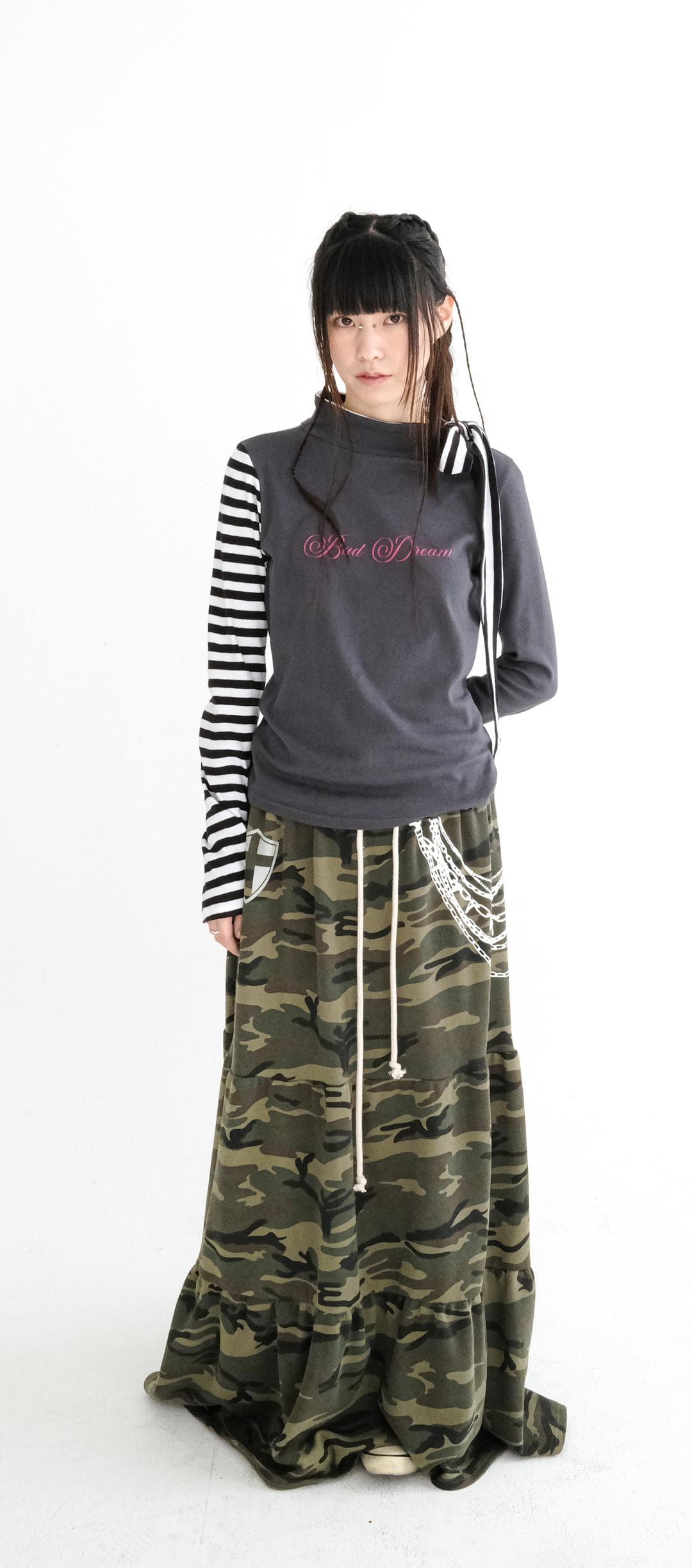 [fa.er.ie] maxi jersey tiered skirt (camouflage)