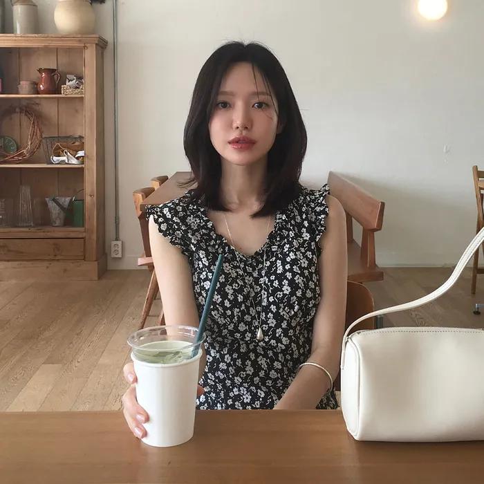 [소연달,딱지 착용_4차]mia floral ruffle blouse_black