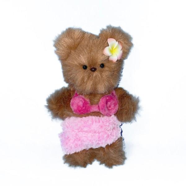 (Fluffy day) Hawaiian Bear Keyring Pink