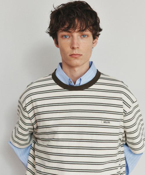 HET LOGO STRIPE T-SHIRT (KHAKI)