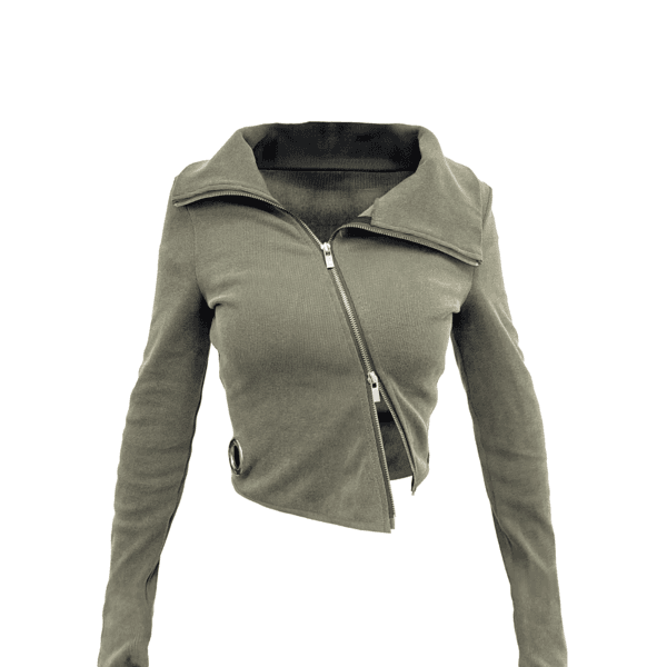 [EXCLUSIVE] UNBAL FULL ZIP TOP IN WASHED KHAKI