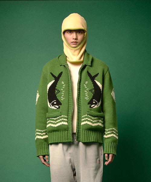 LAMBSWOOL COWICHAN CARDIGAN (GREEN)