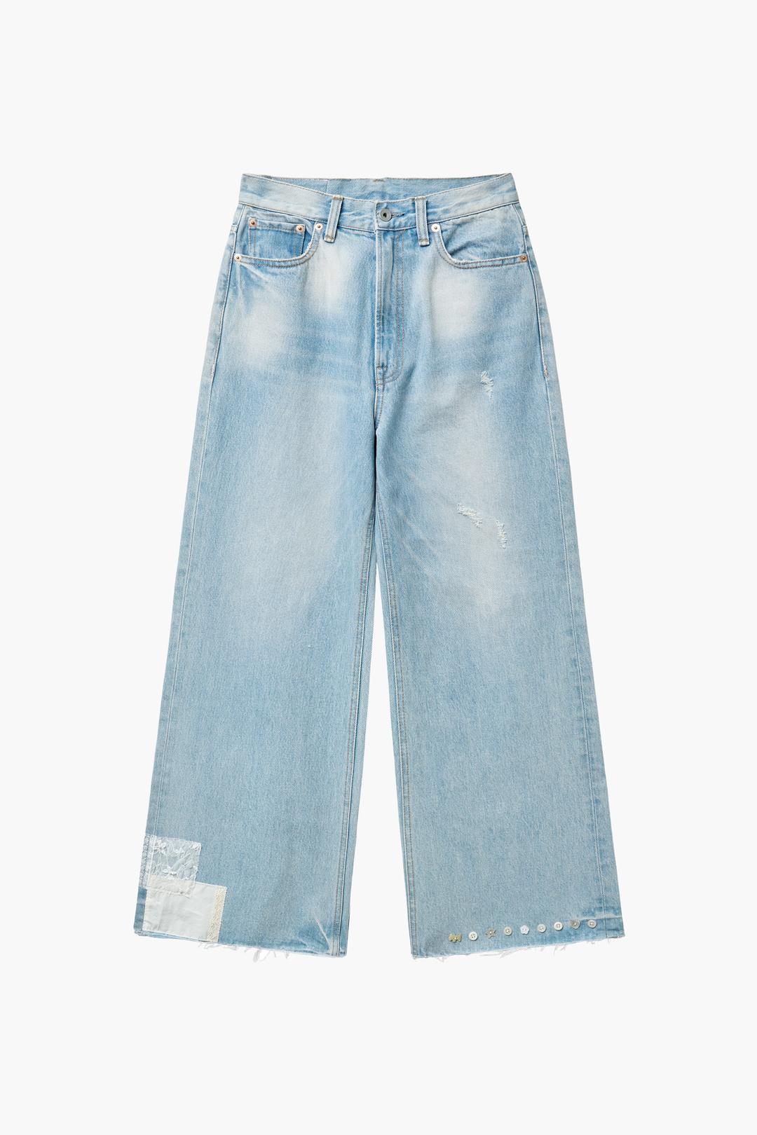 Upcycled Gigi denim pants (Lace & Buttons)