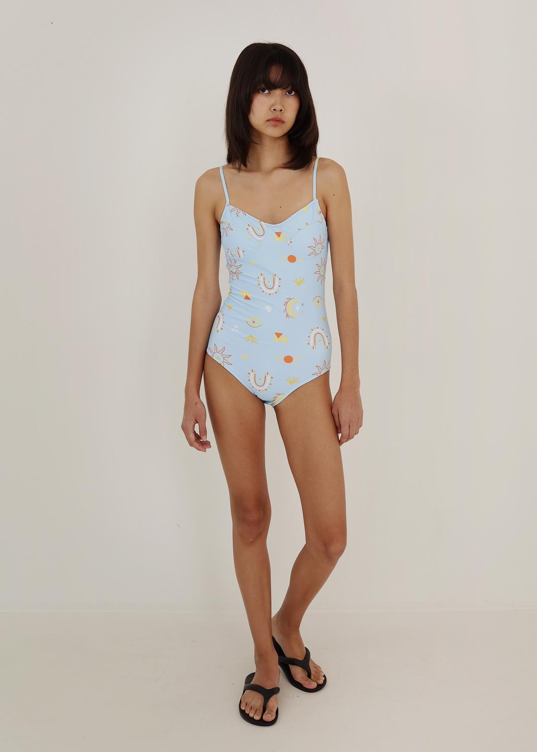 Pop-art blue swimsuit